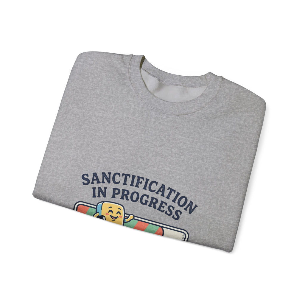 Sanctification In Progress Sweatshirt | Christian memes, church camp retro