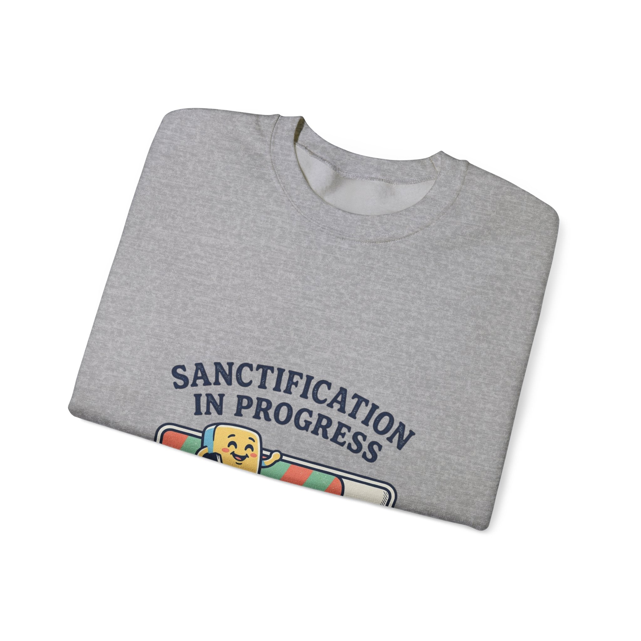 Sanctification In Progress Sweatshirt | Christian memes, church camp retro