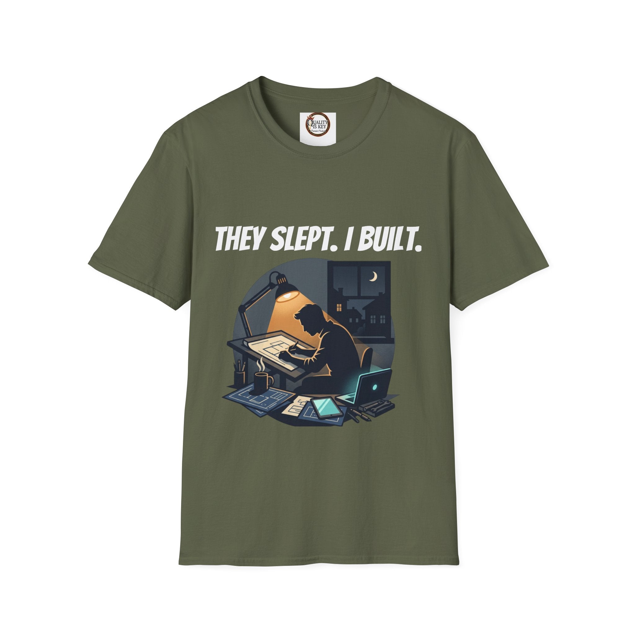 They Slept. I Built. T-Shirt — Rest & Grind Balance Graphic Tee