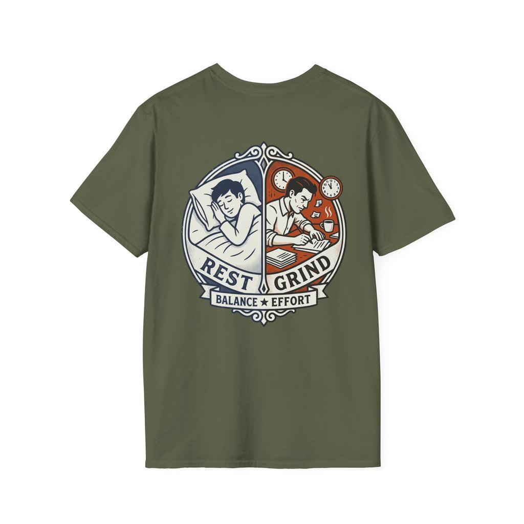 They Slept. I Built. T-Shirt — Rest & Grind Balance Graphic Tee