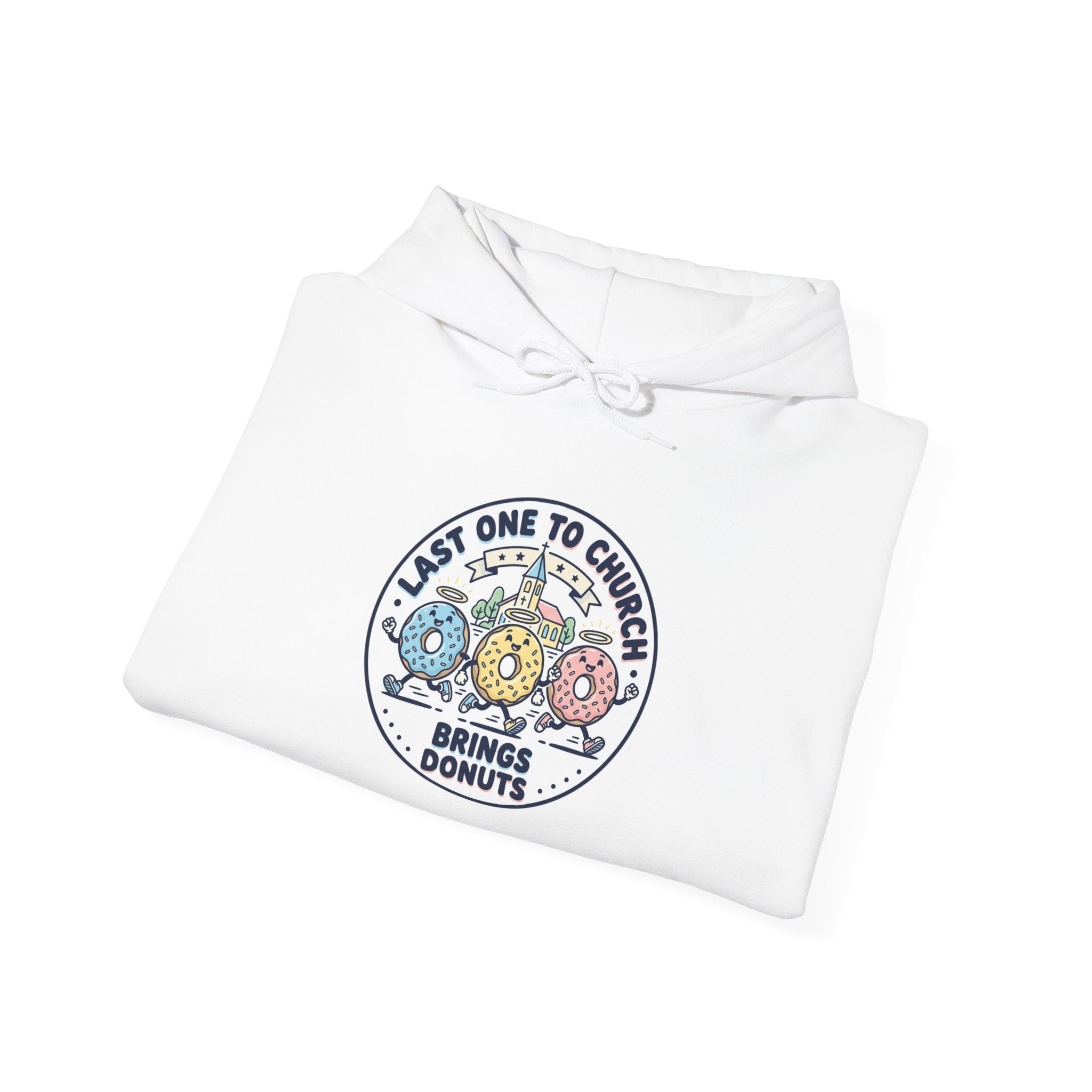 Last One to Church Eats Donuts Hoodie | Christian memes, retro church tee