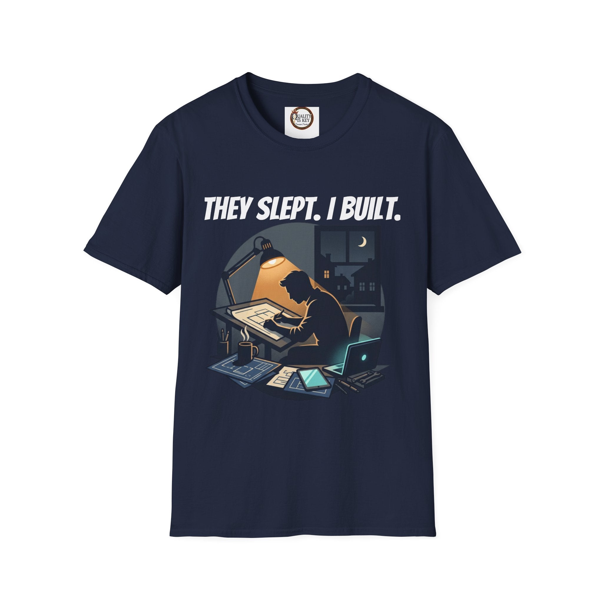 They Slept. I Built. T-Shirt — Rest & Grind Balance Graphic Tee