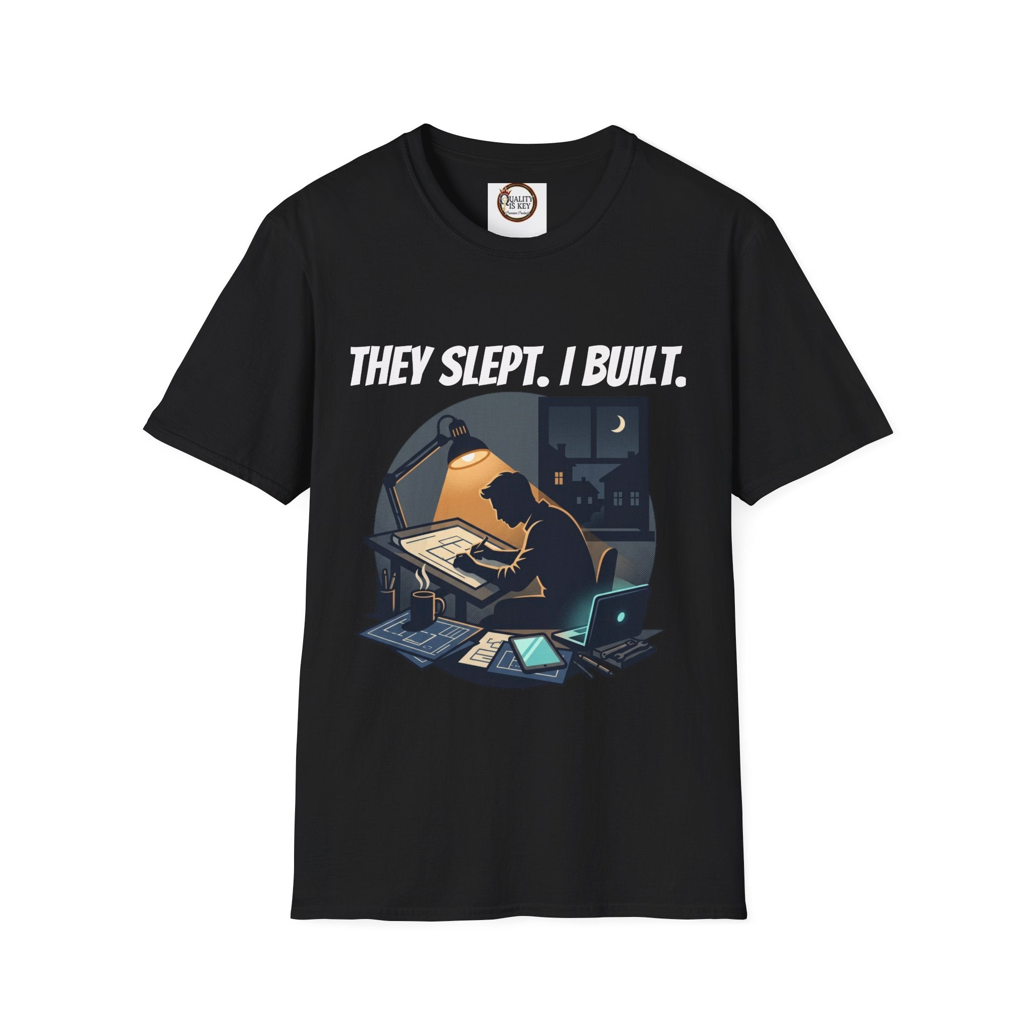They Slept. I Built. T-Shirt — Rest & Grind Balance Graphic Tee