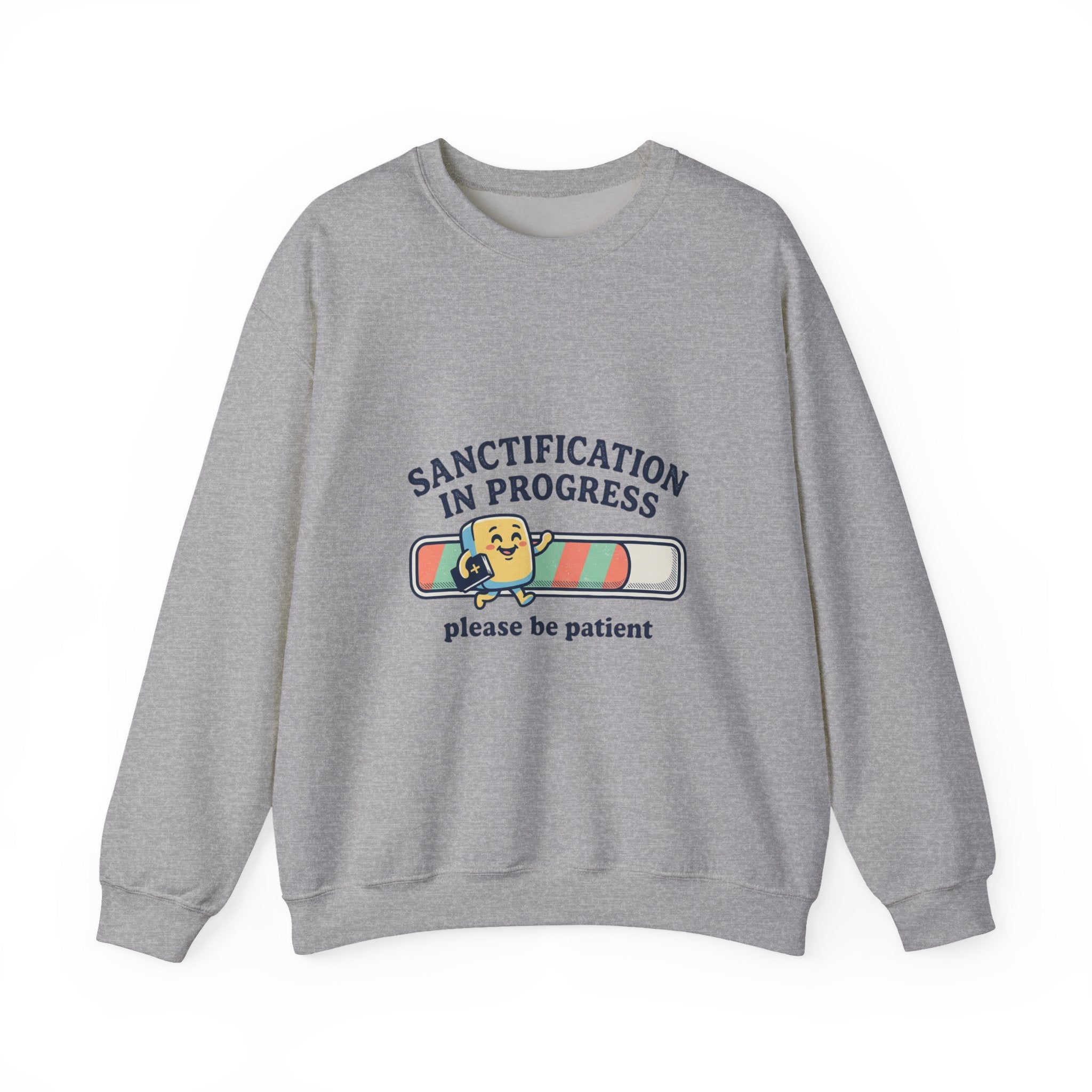 Sanctification In Progress Sweatshirt | Christian memes, church camp retro