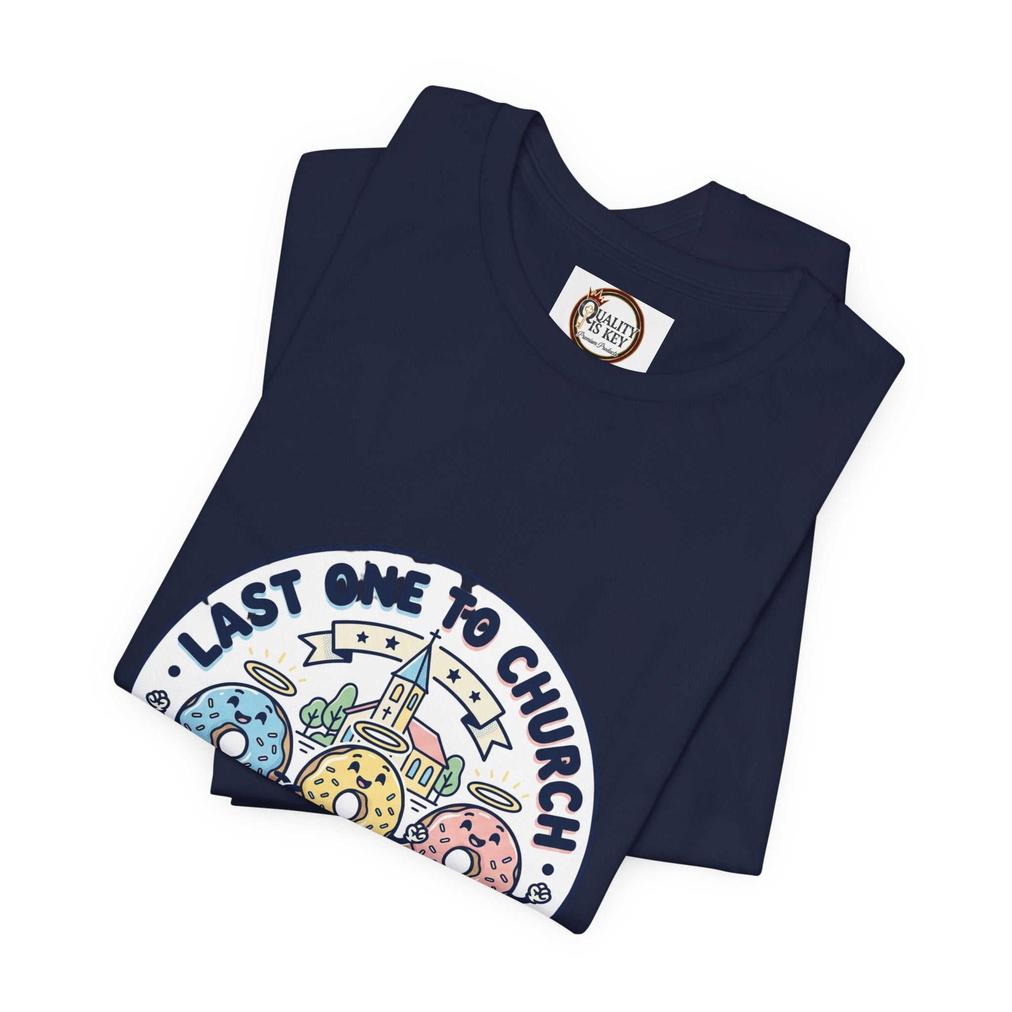 Last One to Church Brings Donuts Tee | Christian Memes, Retro Church Camp