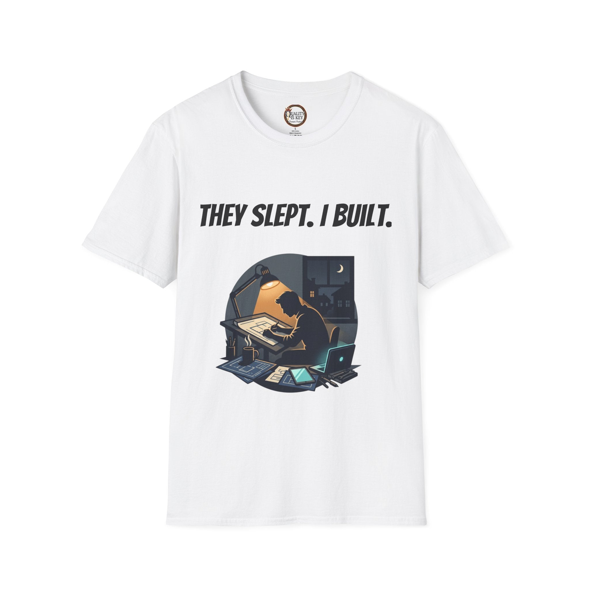 They Slept. I Built. T-Shirt — Rest & Grind Balance Graphic Tee