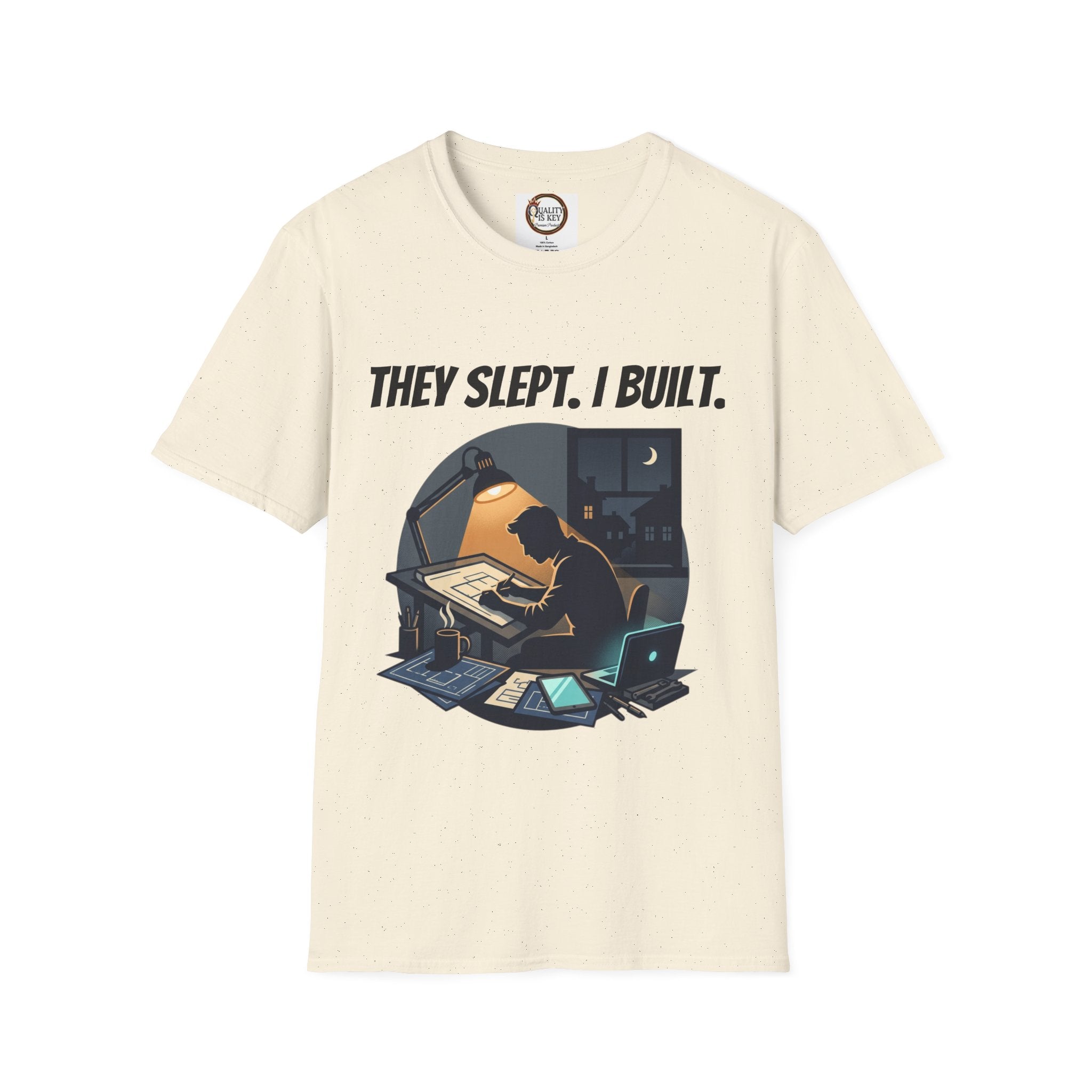 They Slept. I Built. T-Shirt — Rest & Grind Balance Graphic Tee