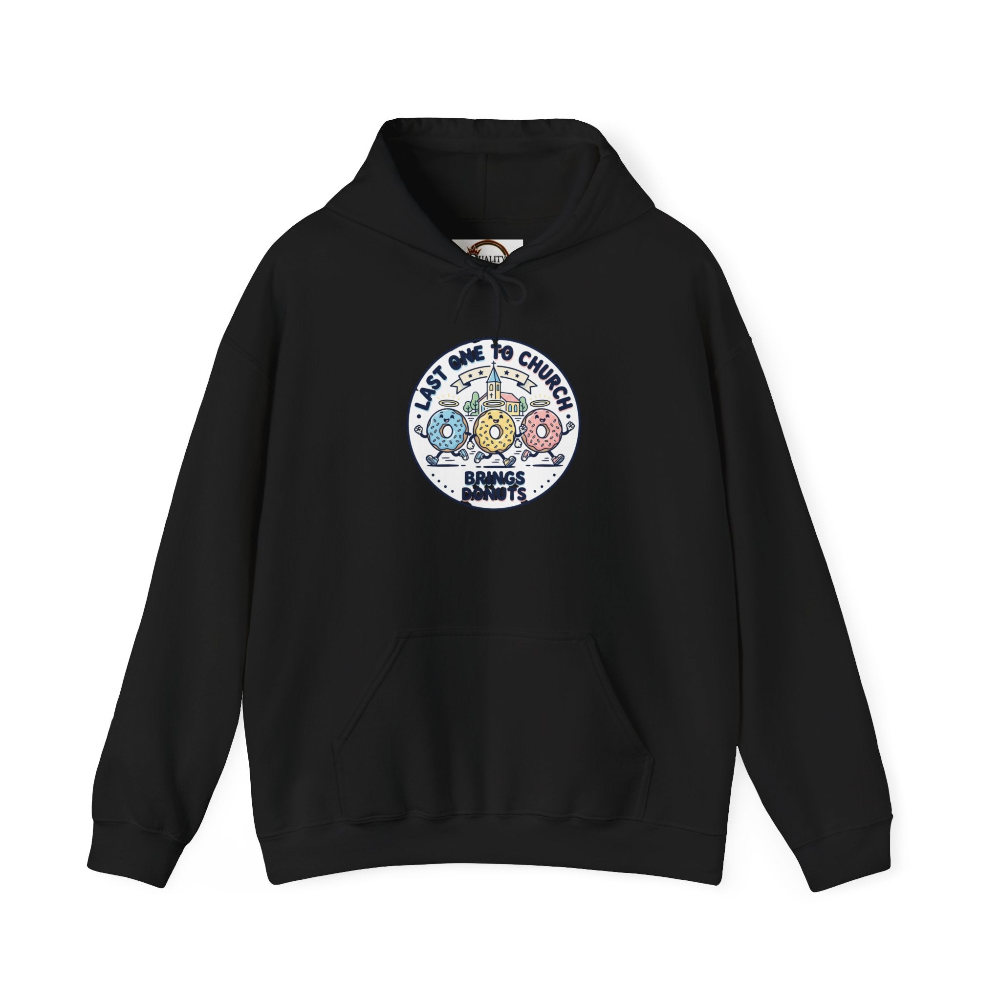 Last One to Church Eats Donuts Hoodie | Christian memes, retro church tee