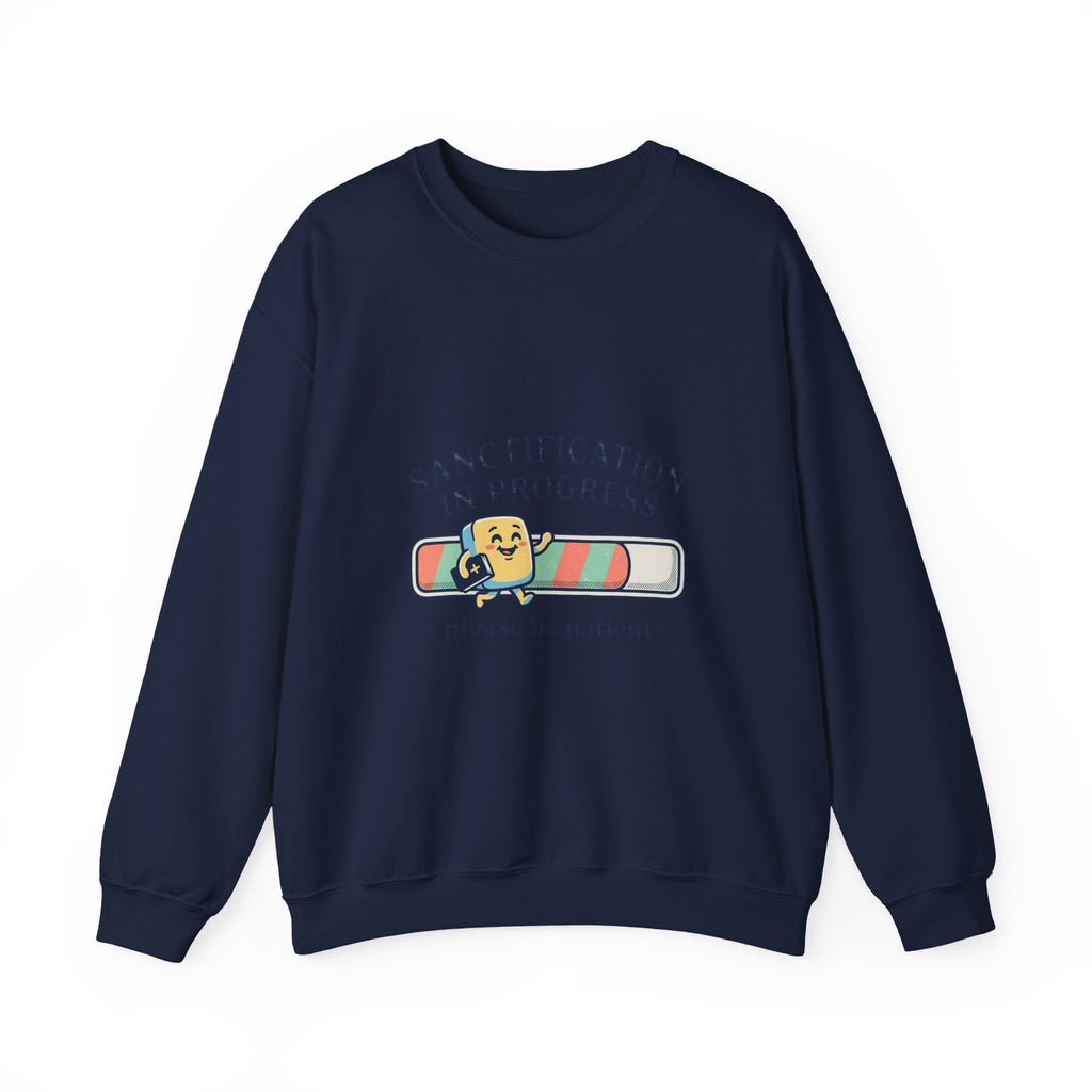 Sanctification In Progress Sweatshirt | Christian memes, church camp retro