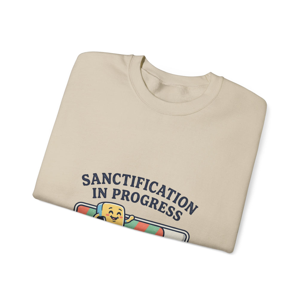Sanctification In Progress Sweatshirt | Christian memes, church camp retro