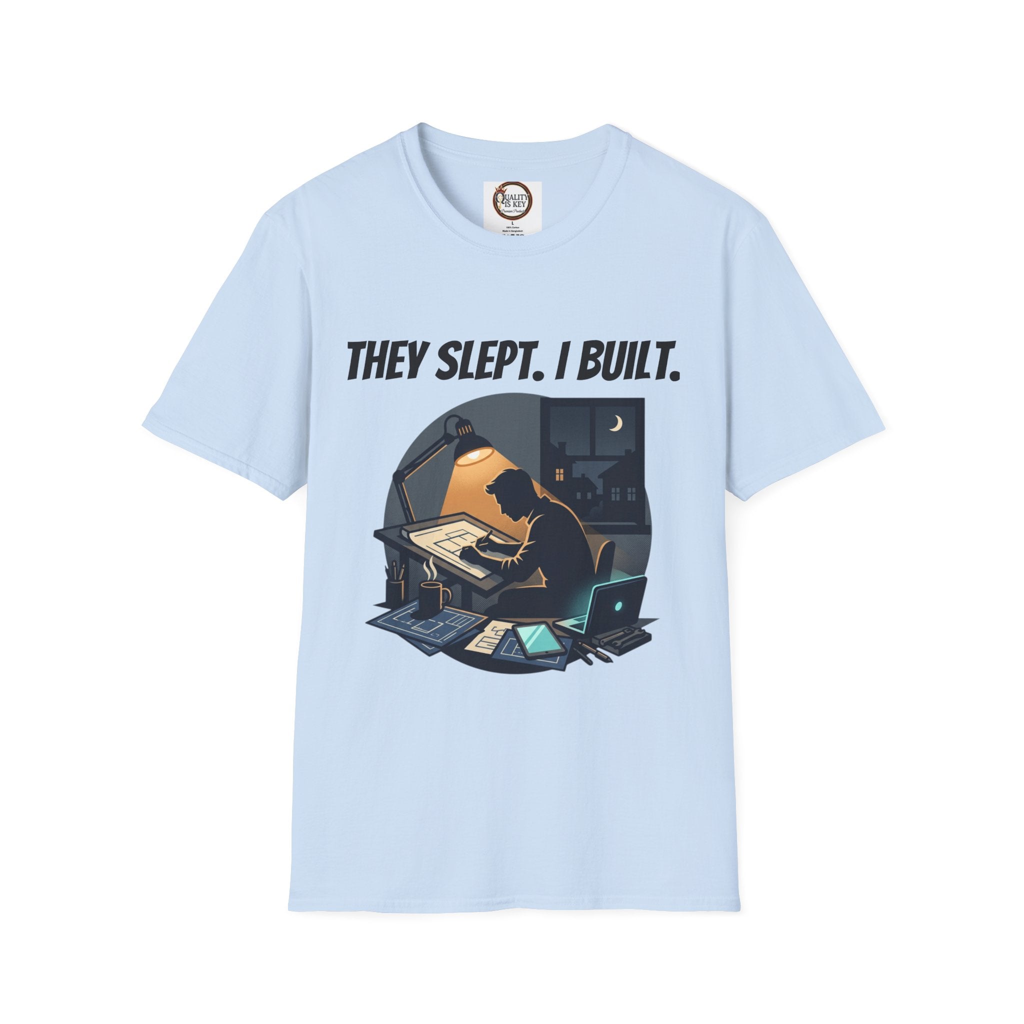 They Slept. I Built. T-Shirt — Rest & Grind Balance Graphic Tee