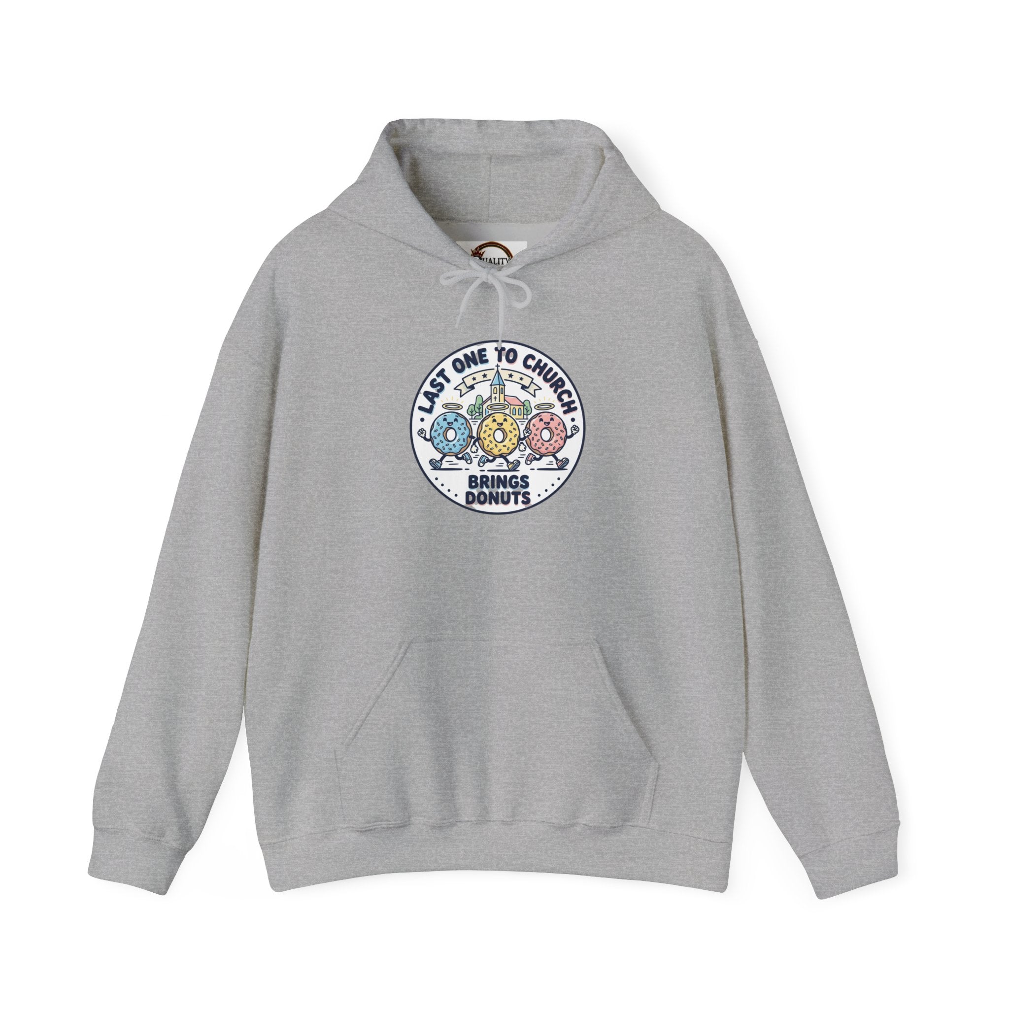 Last One to Church Eats Donuts Hoodie | Christian memes, retro church tee