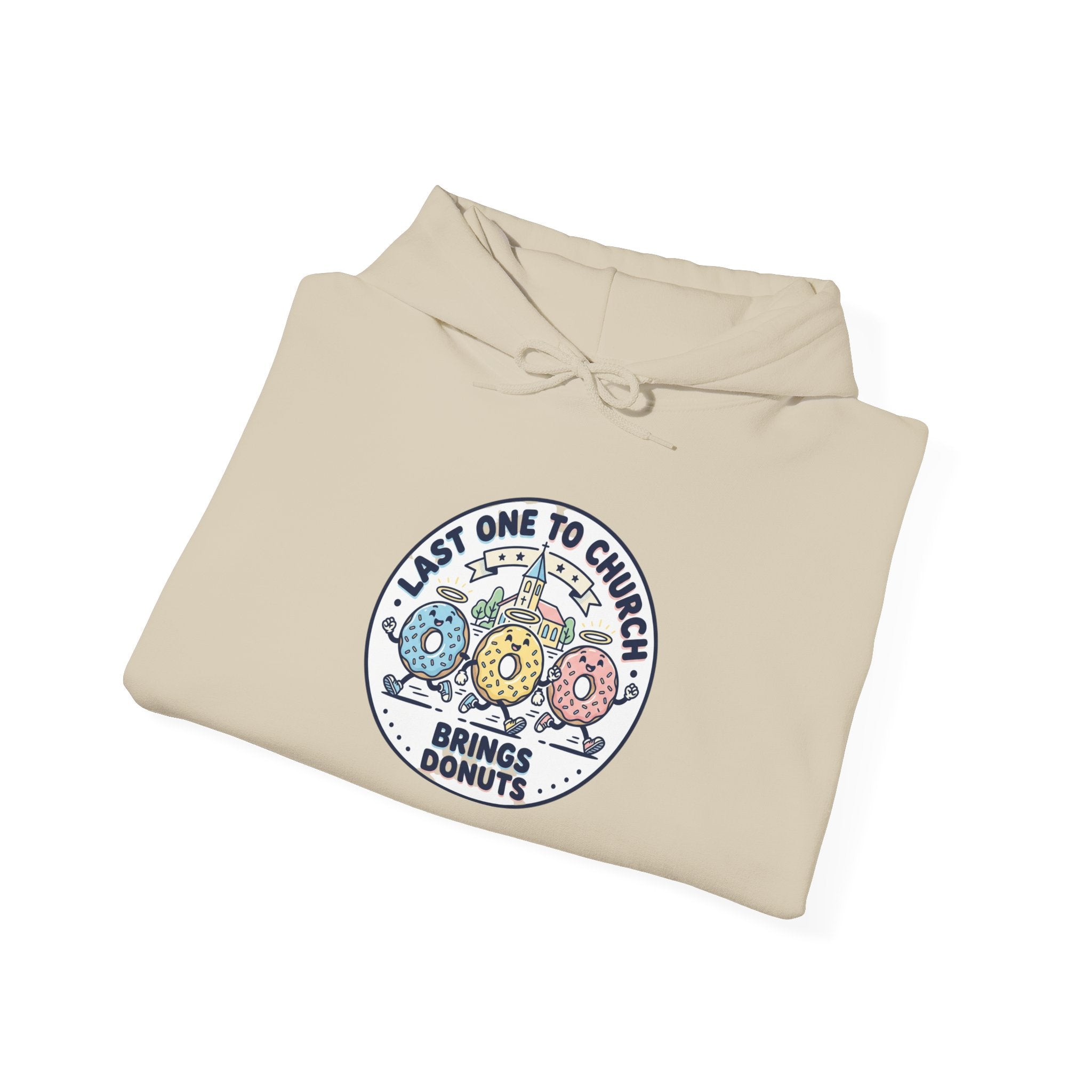 Last One to Church Eats Donuts Hoodie | Christian memes, retro church tee