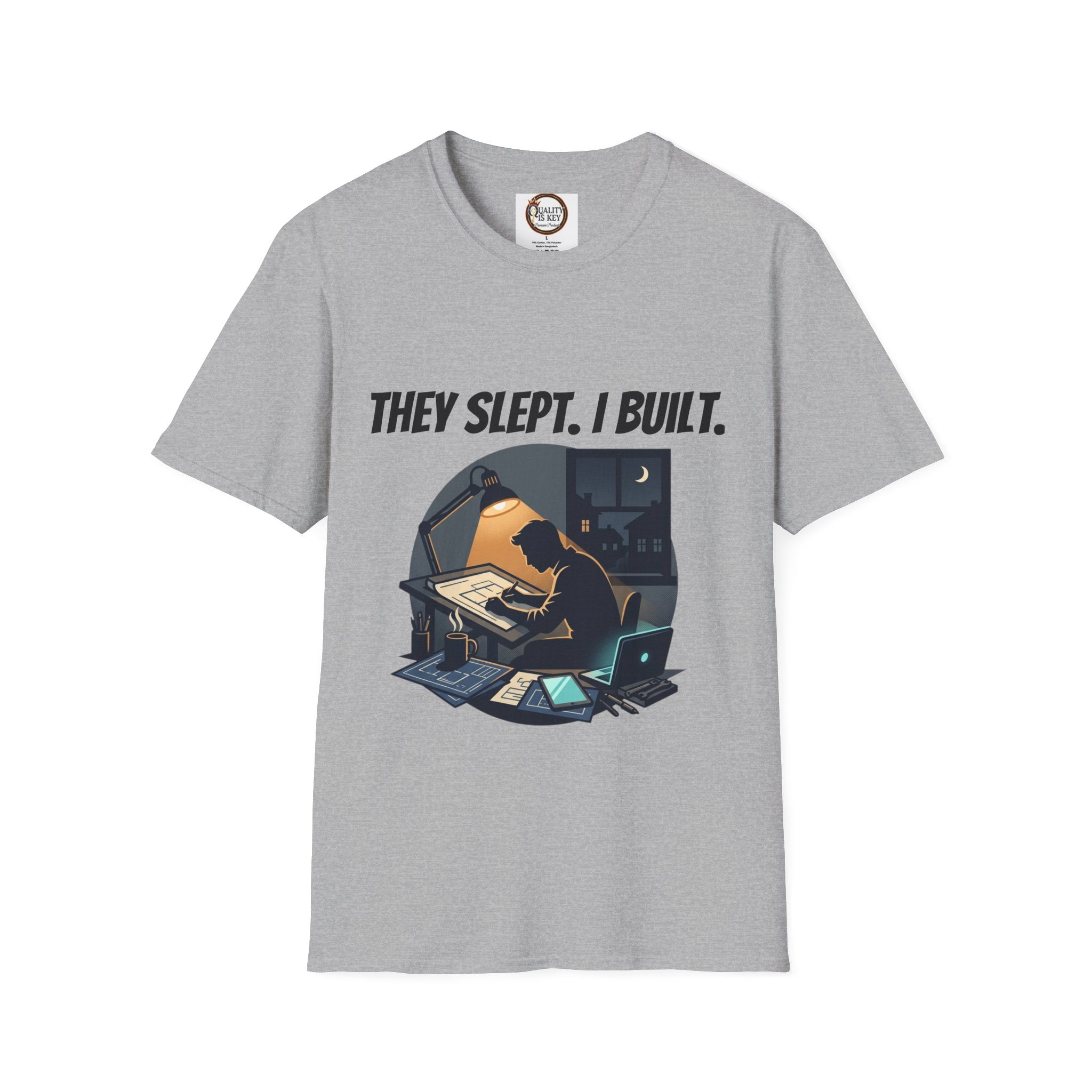 They Slept. I Built. T-Shirt — Rest & Grind Balance Graphic Tee