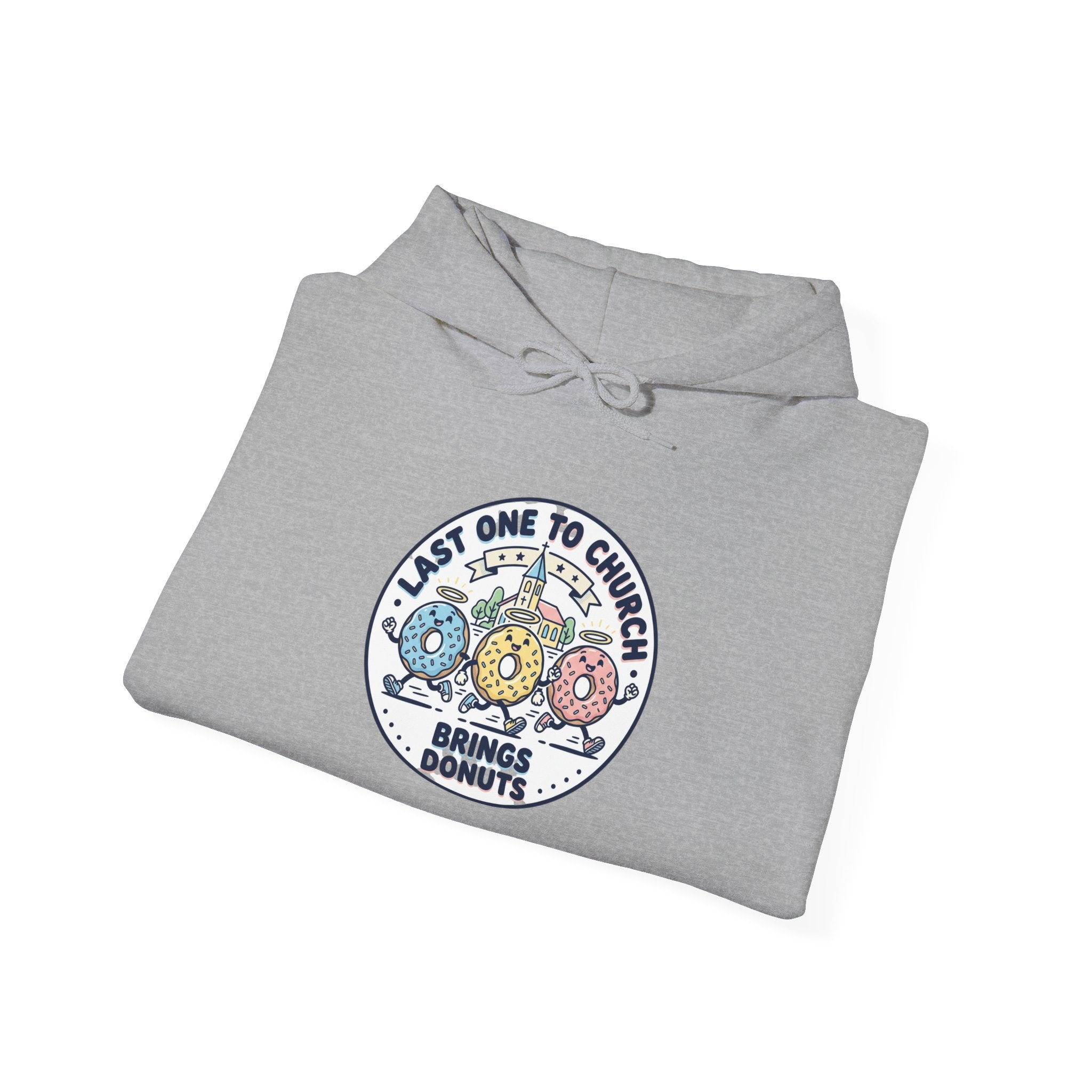 Last One to Church Eats Donuts Hoodie | Christian memes, retro church tee